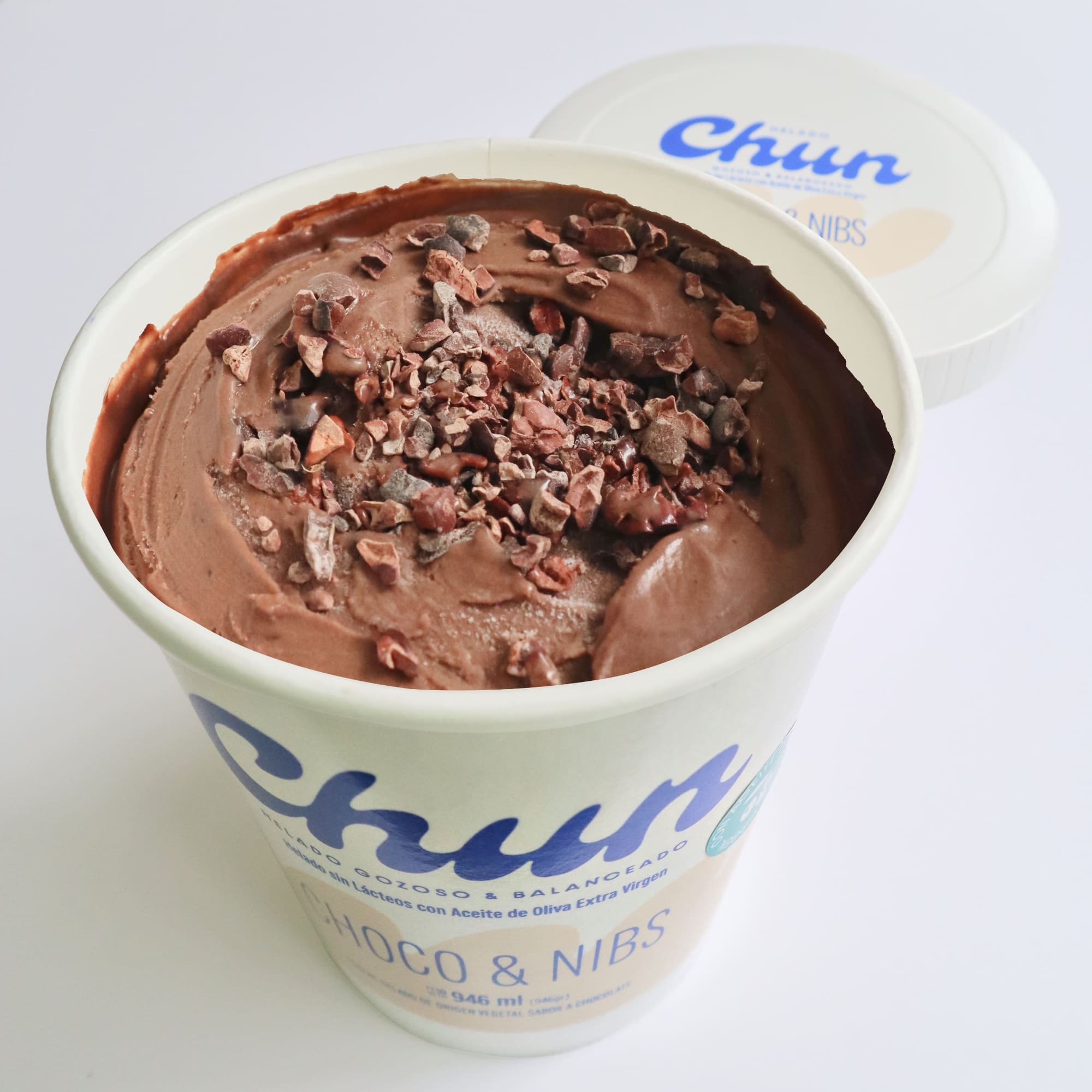 Helado Libre de Lacteos de Choco & Nibs con base de aceite de oliva extra virgen